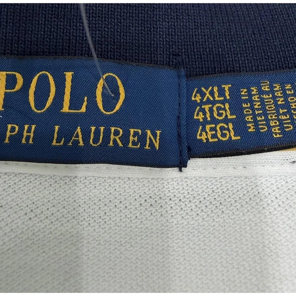 Polo Ralph Lauren White Mesh Short Sleeve Polo Shirt Men's Size 4XLT NEW